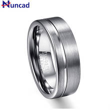 NUNCAD 8mm Men's Polished Grooved Tungsten Carbide Rings Grey Brushed Wedding Bands Flat Edge Comfort Fit Size 7-12 T030R 2024 - buy cheap