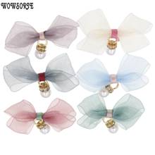 5cm baby Mesh DIY Bow with Pearl Lovely Flower Accessory Without headband No Clips Children Girls Hair Accessories 20pcs/lot 2024 - buy cheap