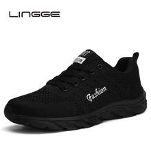 LINGGE New Mesh Men Casual Shoes Lace-up Men Shoes Lightweight Breathable Men Walking Sneakers Tenis Feminino Zapatos 35-46 2024 - buy cheap