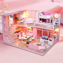 Diy Кукольный дом деревянная мебель дом миниатюрная головоломка игрушка собрать 3D миниатюрный кукольный домик наборы игрушки для детей подарок на день рождения 2024 - купить недорого