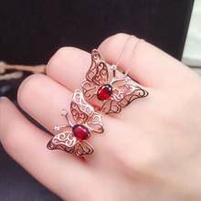 New design natural garnet Set Ring Necklace 925 Sterling Silver Butterfly style gift 2024 - buy cheap