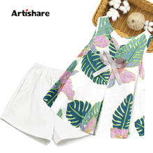 Kids Summer Clothes Girls Floral Vest + Short Girls Outfits Bow Girls Clothes Casual Style Children's Costume 2024 - buy cheap
