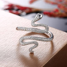 CAOSHI-anillo con forma de serpiente para mujer, sortija de Color plateado con incrustaciones de circonia, accesorios creativos para dedos, joyería de fiesta de alta calidad 2024 - compra barato