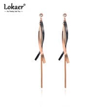 Lokaer Classic Titanium Steel Geometric Tassel Earrings Jewelry Rose Gold Color Stud Earrings For Women Oorbellen E18028 2024 - купить недорого