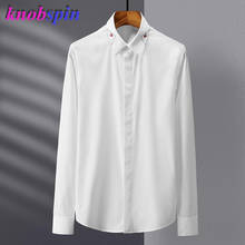 Брендовая деловая Мужская рубашка с длинным рукавом, Тонкая Повседневная сорочка homme, высококачественные хлопковые рубашки для мужчин размера плюс M-4XL 2024 - купить недорого