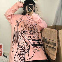 Camiseta rosa engraçada feminina, camiseta de manga longa grande para mulheres 2024 - compre barato