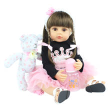 Realistic 55CM Full Silicone Reborn Baby Doll 22inch Girl Princess Newborn Bebe Kid Birthday Gift Play House Dress Up 2024 - buy cheap