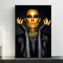 Retrato de mulher africana maquiagem quadros em tela quadros pintados à mão quadros em tela na parede quadros sensuais cuadros 2024 - compre barato