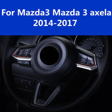 High-quality ABS Chrome steering wheel trim Interior trim sequins car styling For Mazda3 Mazda 3 axela 2014-2017 2024 - buy cheap