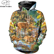 3D Printed Oil Painting Animal Deer Sweatshirt Hoodie Harajuku Autumn Streetwear hoodies Unisex Casual jacket Tracksuits 2024 - buy cheap