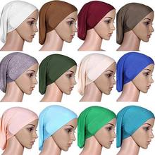 Gorro de algodón liso para mujer, Hijab islámico musulmán, bufanda para la cabeza, chal, turbante islámico, diadema interior, regalo 2024 - compra barato