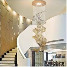 Modern simple creative restaurant revolving staircase lamp long chandelier Nordic villa duplex building crystal glass creative l 2024 - buy cheap