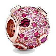 Original Rose Gold Kiss Pave With Red And Pink Crystal Beads Fit 925 Sterling Silver Bead Charm Bracelet Diy Jewelry 2024 - buy cheap