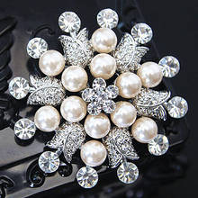 Luxury Flower Clear Crystal Pin Brooches Wedding Bouquet Bridal Brooch Woman Party Broach Scarf Fashion Brooch 2024 - buy cheap