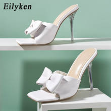 Eilyken 2022 New Butterfly-knot Open Toed Sexy Crystal Transparent Thin Heels Women  Slippers Pumps Summers Sandals Blue white 2024 - buy cheap