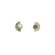 925 sterling silver mismatched stud earring paved cz turquoises geometric minimal delicate stud for girl 2024 - buy cheap