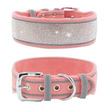 New Dog Collar Shiny Rhinestone Reflective Strap Suede Pet Collar For Small, Medium And Large Dogs Pet Walking Supplies S-L 2024 - buy cheap