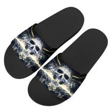 WHEREISART Gothic Skull Design Woman Summer Outdoor Beach Slippers Casual Home Flip Flops Bathroom House Ladies Sandals 2020 2024 - buy cheap