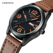 Men's Fashion Causal Calendar Wristwatch Top Brand Waterproof Classic Brown Black Leather Watch Numeral Clock Relogio Masculino 2024 - buy cheap