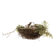 SET Realistic Artificial Birds in Nest with Eggs, Garden Tree Decorative Craft Wedding Doves Ornaments 2024 - buy cheap