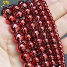 Natural Stone Beads Red Plated Hematite Round Loose Beads For Jewelry DIY Making Bracelet Charms Accessories 15'' 3 4 6 8 10mm 2024 - buy cheap