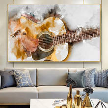 Modern Guitar Canvas Painting HD Watercolour The Wall Art Posters and Prints Cuadros Wall Art Pictures for Living Room No Frame 2024 - buy cheap