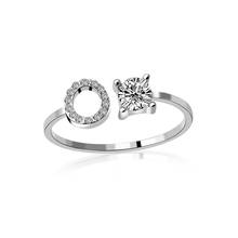 DoreenBeads Fashion Women Wedding Ring Jewelry New Design Letter A-Z Openable Adjustment Rings Simple Wild Crystal Gem Circle 2024 - buy cheap