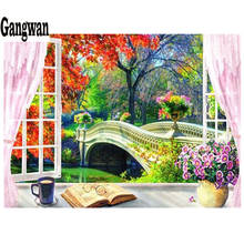 New Year Gift Diamond Painting window garden tree bridge DIY 5D Full Square round Diamond Embroidery Diamond Mosaic Cross Stitch 2024 - buy cheap