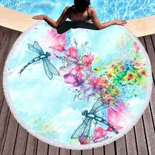 Fast Drying Microfiber Round Beach Towels for Travel Swimming Fluorescent Dragonfly Flower Printed Sports Quick-drying Toalla 2024 - buy cheap