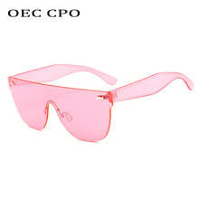 Oversized Rimless Sunglasses Women Men Brand Square Candy Coloured women's Sunglasses Transparent Frameless Eyewear O26 2024 - buy cheap