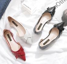 Zapatos planos de charol para mujer, zapatillas de ballet cómodas con lazo puntiagudo negro, talla grande 41, nuevo producto 2024 - compra barato