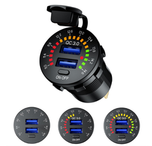Cargador de coche QC3.0 con voltímetro de luz LED para el coche, impermeable, USB Dual, 12-24V, 2 puertos, interruptor de encendido/apagado 2024 - compra barato