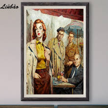 V170 1955 redhead nota! Pôster de parede decorativo clássico vintage em seda, arte de parede, presente de natal 2024 - compre barato