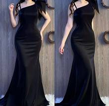 Elegant Spahetti Satin One Shoulder Mermaid Black Prom Dresses schwarz Robe De Soiree Formal Zipper Back Party Dresses for Women 2024 - buy cheap