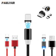 Магнитное зарядное устройство PAULYAN Micro USB кабель для iPhone Samsung Android Быстрая зарядка Магнит USB Type C кабель Шнур для мобильного телефона 2024 - купить недорого