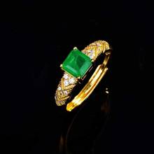 Anillo de oro Vintage con incrustaciones cuadradas de 6x6mm, circonita verde, tamaño ajustable, joyería fina para mujer, regalo de aniversario de boda al por mayor 2024 - compra barato