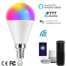 Новый 6 Вт E14 E26 E27 B22 WI-FI умный светильник лампочка цветная (RGB) Светодиодная лампа приложение Smart Life работать голос Управление работать с Alexa Google Home 2024 - купить недорого
