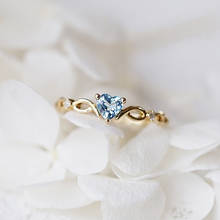 Ustar elegante coração azul zircônia cúbica anéis para mulher ouro/prata cor midi junta anéis de noivado feminino jóias anel 2024 - compre barato
