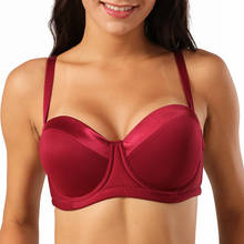 Half Cup Minimizer Bra Red Push Up Bra Gather Breast Padded Cup Convertible Straps Sexy Women Bra 34 36 38 40 42 44 46 2024 - buy cheap