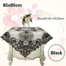 Black European Luxury Lace Beaded Pendant Embroidery Tablecloth Furniture Electrical Dust Cover Cloth Tapete Christmas Wedding 2024 - compre barato