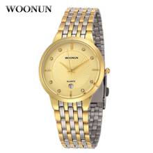 WOONUN-reloj de pulsera de cuarzo de acero inoxidable para hombre, cronógrafo de marca de lujo, de negocios, dorado 2024 - compra barato