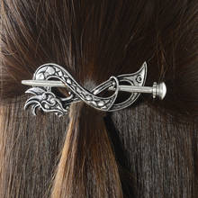Presilha de cabelo viking, grampo de cabelo clássico com coroa, fio de cabelo com corrediça de dragão 2024 - compre barato