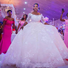 Vestido de novia africano elegante, vestido de boda de encaje con hombros descubiertos, novedad de 2020 2024 - compra barato