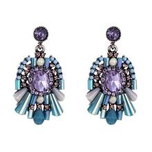 Pendientes Vintage de cristal azul para mujer, aretes colgantes de cristal rosa y azul, joyería de boda, regalo 2024 - compra barato
