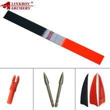 12 pçs linkboy archery id4.2mm setas de carbono eixo 30 polegada sp700 800 1000 3 polegada turquia pena diy arco recurvo longbow tiro 2024 - compre barato