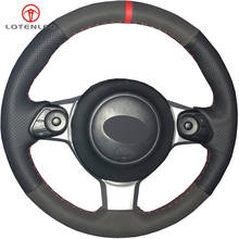LQTENLEO Black Genuine Leather Suede DIY Car Steering Wheel Cover For Toyota 86 2016-2019 Yaris 2016-2019 Subaru BRZ 2016-2019 2024 - buy cheap