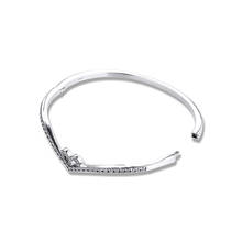 Pulseira brilhante de coração feminina, bracelete de prata 2021 original com amuletos e miçangas, fazer joias para mulheres, 925 2024 - compre barato