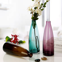 Vaso de vidro hidropônico colorido, vaso de vidro manual para decoração de casa, vaso de flores colorido 2024 - compre barato