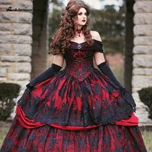 Lakshmigown luxo vermelho e preto vestido de baile vestidos de casamento na turquia 2021 vestido de noiva do laço do vintage vestidos de casamento até o chão 2024 - compre barato
