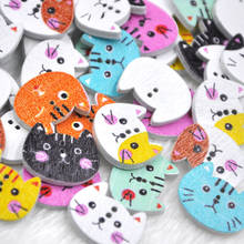 50 pçs mix animal gato 2 furos botões de costura de madeira scrapbooking wb345 2024 - compre barato